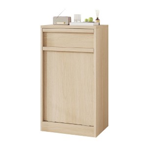 Tilt Out Trash Cabinet, Natural Hidden Trash Can Cabinet, Modern Pet-Proof Garbage Can Holder for Kitchen, Dining, Living Room - 1 of 4