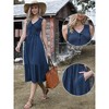 INSPIRE CHIC Women's Sleeveless V Neck Smocked Summer Casual Tiered A-Line Midi Dresses - 2 of 4