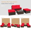 Tangkula 5-Piece Outdoor Rattan Wicker Sofa Set Lounge Chair with Red Cushions - 3 of 4