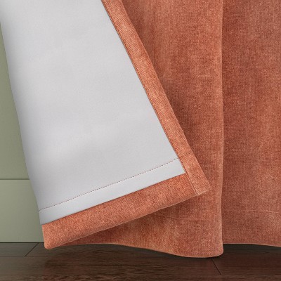 Brown Blackout Chenille Curtain Panel with Rod Pocket and Back Tab