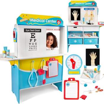 Svan Get Well Doctor Wooden Activity Center - Kid's Pretend Play Medical Playset w 16 Fun Accessories