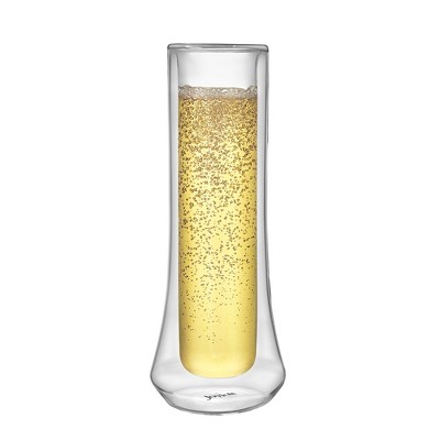 Efavormart 6 Pack 9 oz Clear Disposable Stemless Champagne Flutes with Gold  RIM Cylinder Glass