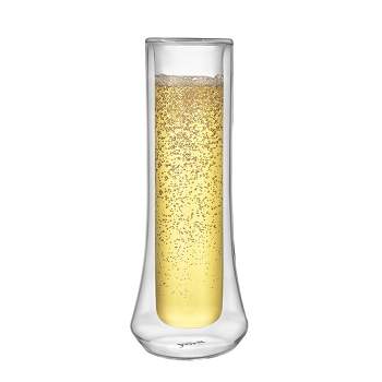 JoyJolt Cosmo Double Wall Stemless Champagne Flutes - Set of 4 Mimosa Champagne Glasses - 5 oz