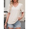Clearlove Womens Casual V Neck T Shirts Blouses Short Sleeve Tops Summer Trendy Solid Color Textured Knit Tee Tunics - 3 of 4