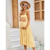 Womens Maternity Dress Summer Sleeveless Smocked Square Neck Ruffle Casual Boho Midi Dress Baby Shower Photoshoot - 2 of 4