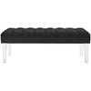 Modway Valet Tufted Button Performance Velvet Upholstered Bedroom Or Entryway Bench with Acrylic Legs in Black - 4 of 4
