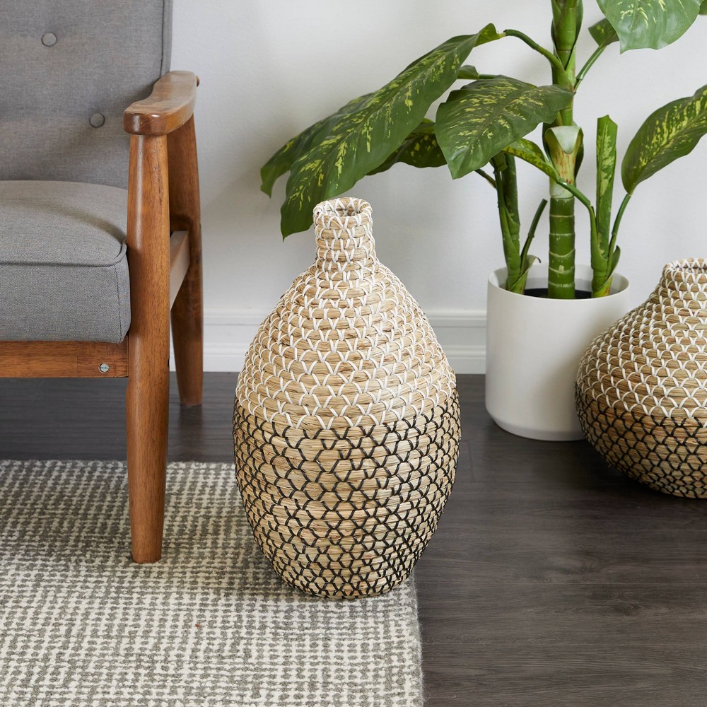 20'' x 11'' Tall Seagrass Woven Floor Vase Brown - Olivia & May: Bohemian Style, Indoor Use, Vietnam Crafted