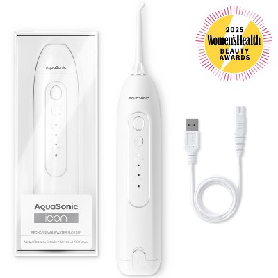 AquaSonic Icon Electric Water Flosser - Rechargeable, Included Jet Tip, Charging Cord, Home & Travel Use
