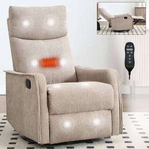 Fabric Manual Recliner Chair with Rocker, 360° Swivel, Heat, and 8-Point Massage - 1 of 4