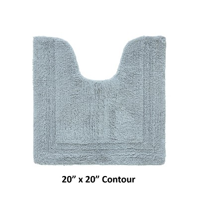 Blue Soft Plush Cotton U-Shaped Bathroom Rug
