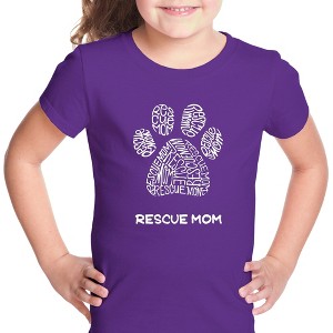 LA Pop Art Girl's Word Art T-shirt - Rescue Mom - 1 of 4
