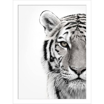 12" x 16" Tiger by Design Fabrikken Framed Wall Art Print White - Amanti Art