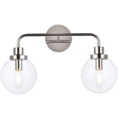 Elegant Lighting Hanson 2 lights bath sconce in polished nickel with clear shade