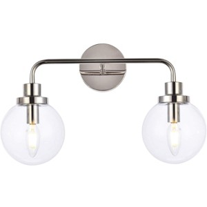 Elegant Lighting Hanson 2 lights bath sconce in polished nickel with clear shade - 1 of 4