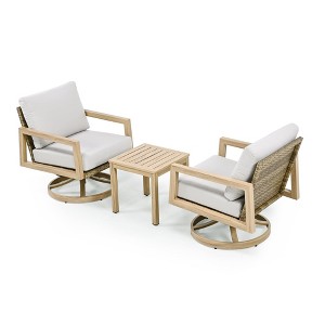 HAPPATIO 3-Piece Outdoor Patio Bistro Set, Aluminum Chairs with Wicker Backrest and Side Table - 1 of 4