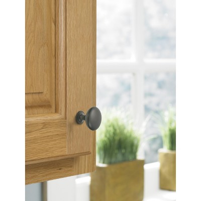 Matte Black Round Cabinet Knob with Mounting Hardware