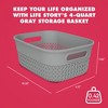 Life Story Small Storage Basket, Decorative Plastic Home Organizer, Lightweight Versatile Tub with Built-In Handles, 4 Quart, Gray - 3 of 4