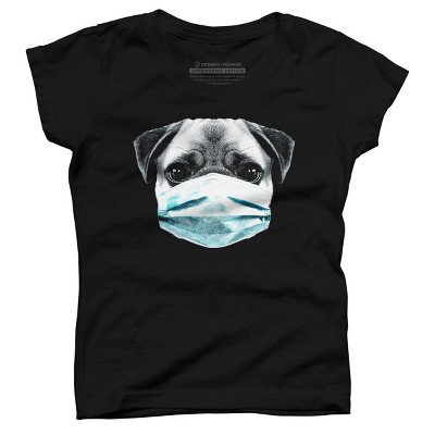 Girl's Design By Humans Masked Pug By clingcling T-Shirt