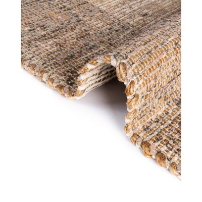 Handmade Rectangular Brown and Black Cotton Jute Area Rug
