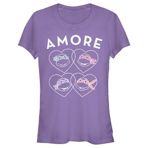 Juniors Womens Teenage Mutant Ninja Turtles Valentine's Day Amore T-Shirt - 1 of 4