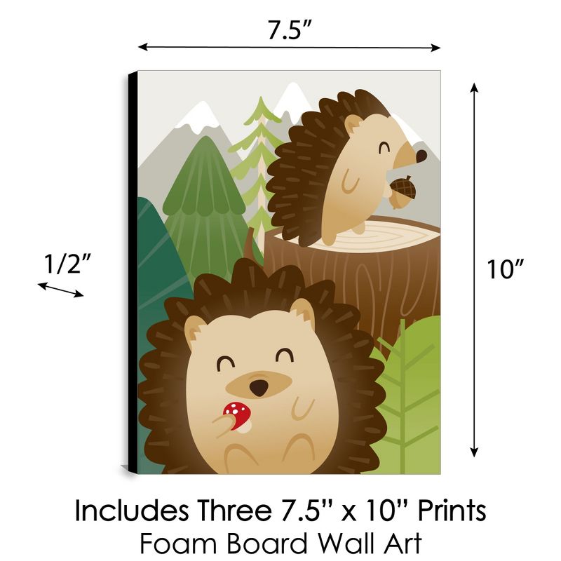Big Dot of Happiness Forest Hedgehogs - Woodland Nursery Wall Art and Kids Room Decor - 7.5 x 10 inches - Set of 3 Prints, 5 of 7