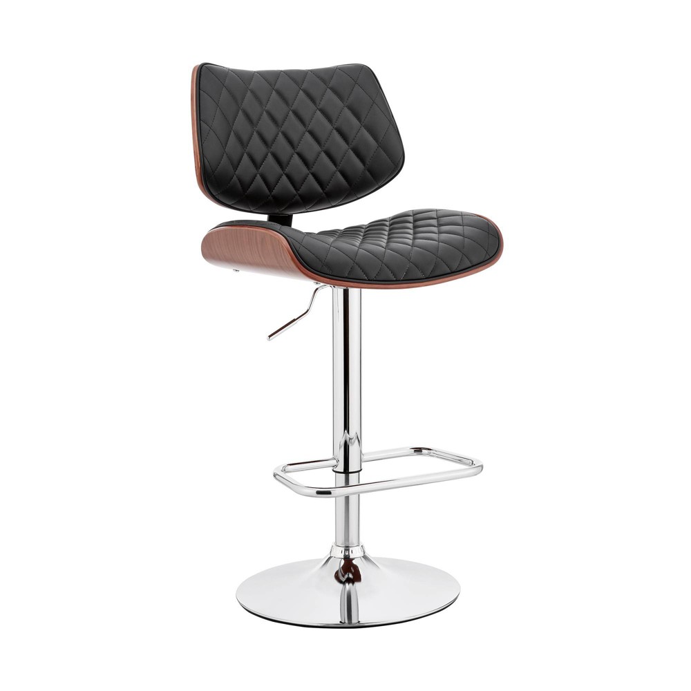 Photos - Chair Leland Adjustable Counter Height Barstool: Swivel, Footrest, Diamond Back - Armen Living Black