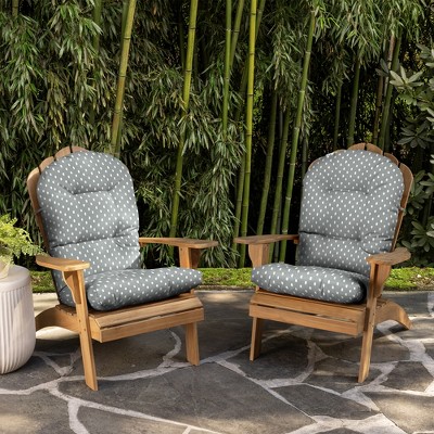 Stone Grey Dot Bamboo Viscose and Polyester Adirondack Chair Cushions, Set of 2