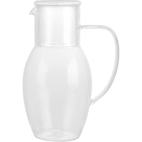 Elle Decor Bedside Water Carafe With Cup Set, Smooth Glass Pitcher