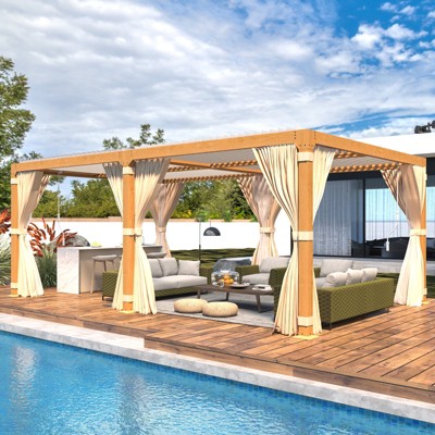 Erommy 12' x 20' Yellow Aluminum Pergola with Adjustable Roof