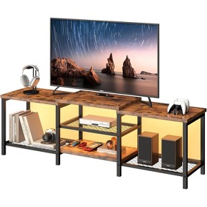 Homhougo TV Stand to 75 Inch TV, 66.9" Entertainment Center with Power Outlet,TV Media Console Table with 3-Tier Open Storage Shelves, Brown - 1 of 4