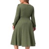 Women's Plus Size A Line Swing Square Neck Long Sleeve Casual Midi Knit Dresses with Pockets - Agnes Orinda - 4 of 4