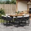 vidaXL 9 Piece Patio Dining Set with Cushions Black and Cream - Wood, 8 Items - 2 of 4