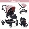 Foldable Baby Stroller, High Landscape Pushchair, Convertible Infant Pram with Reversible Backrest, Storage Basket - 2 of 4