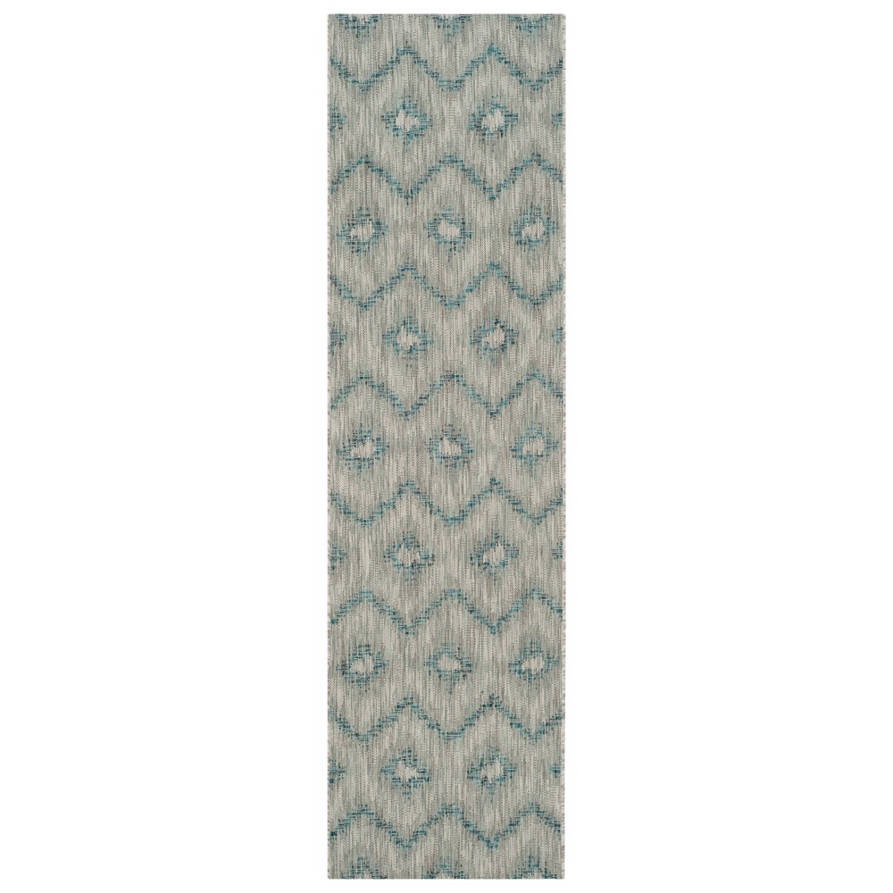 Penhale 2'3in X 12' Runner Outer Patio Rug - Gray / Blue - Safavieh