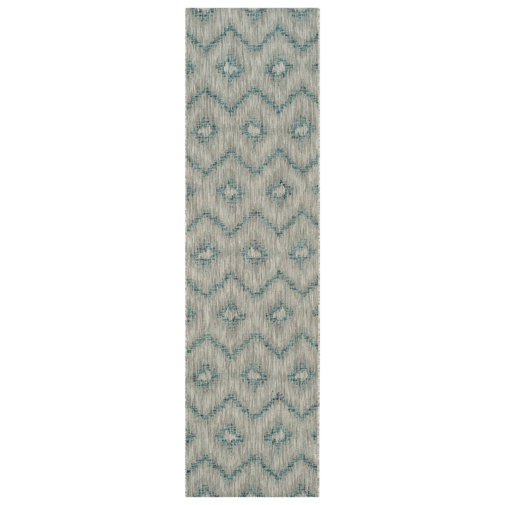 Penhale 2'3in X 12' Runner Outer Patio Rug - Gray / Blue - Safavieh