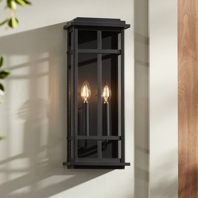 Metrix 20" Black Rectangular Outdoor Wall Light with Clear Glass