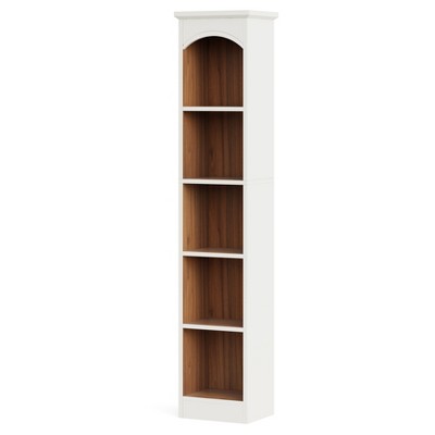 Lirago,70.9" White & Oak 5-Tier Bookshelf-Slim Storage Rack with Anti-Tip, Space-Saving Design