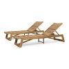 Wooakway Modern Rustic 2PCS 79"L Slatted Acacia Wood Patio Chaise Lounge with Adjustable Reclining Backrest for Poolside Terrace Deck Balcony Lawn - 3 of 4