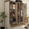 FUFU&GAGA Brown Wardrobe Armoire Shuttered Vintage Style Large Space - 2 of 4