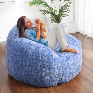 Bean Bag Chairs for Adults, Faux Fur Bean Bag Chair with Filler, Soft Plush Living Room Beanbag Chair Armrest Bean Bag Couch for Reading - 1 of 4
