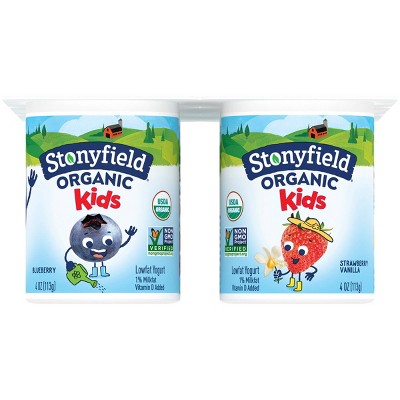 Stonyfield Organic Kids' Blueberry & Strawberry Vanilla Lowfat Yogurt Variety Pack - 6ct/4oz Cups