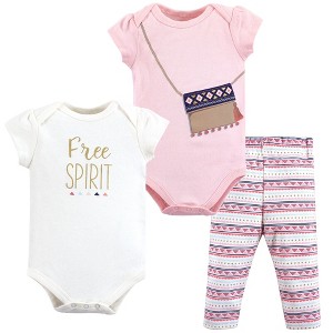 Little Treasure Baby Girl Cotton Bodysuit and Pant Set, Free Spirit - 1 of 1