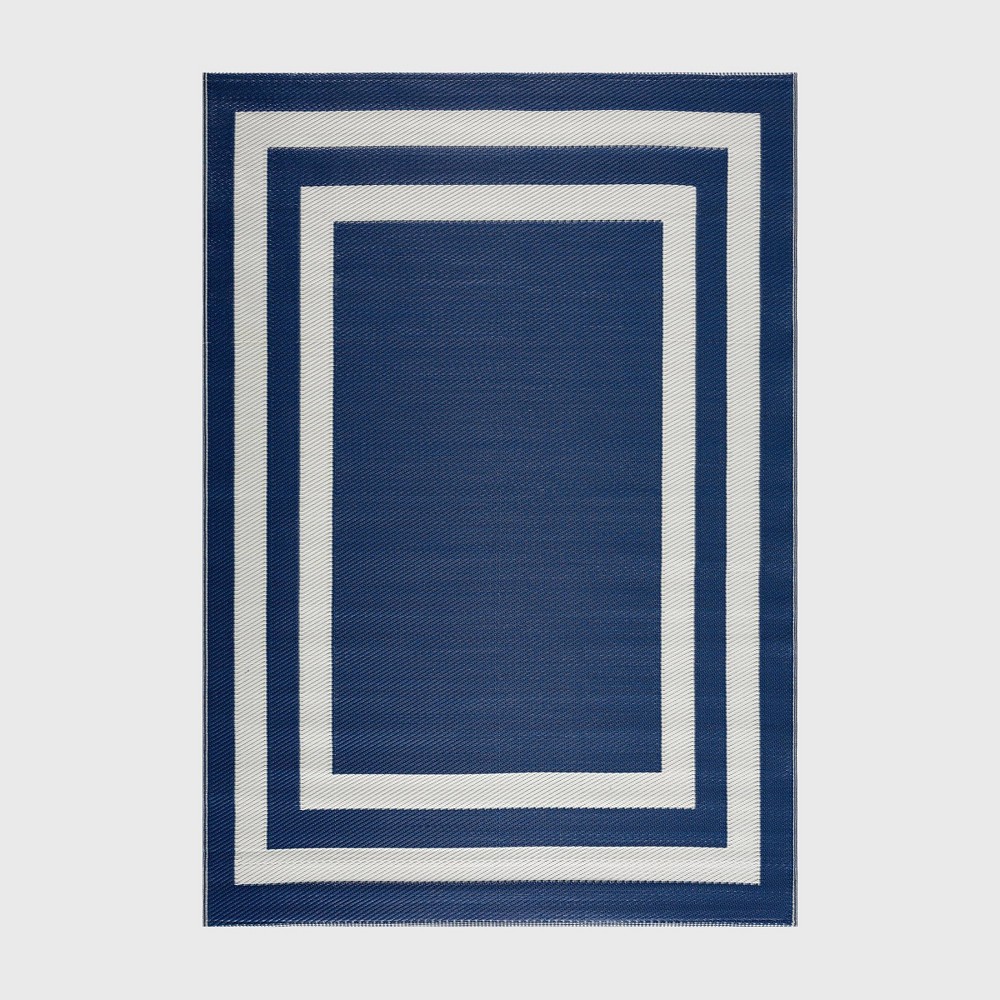 Playa Rug 4'x6' Paris Plastic Rectangle Woven Indoor Outdoor Floor Mat: UV & Water-Resistant, Geometric Design