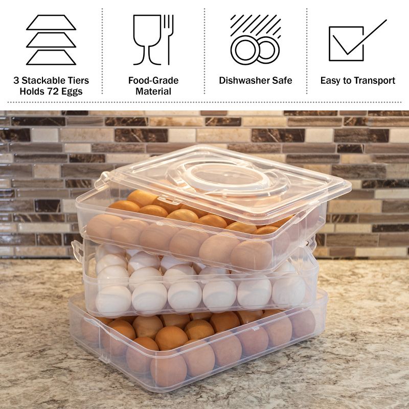 Classic Cuisine 3-Tier Egg Container Holds 72 Eggs, 3 of 14