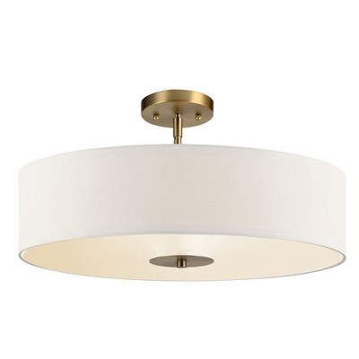 20" Classic Bronze Drum Pendant Light with White Shade