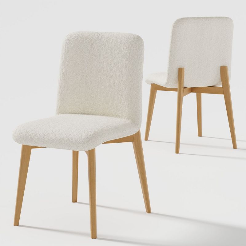Neutypechic Wooden Dining Chair Side Chair White Upholstered Dining Chairs Set of 2, 1 of 8
