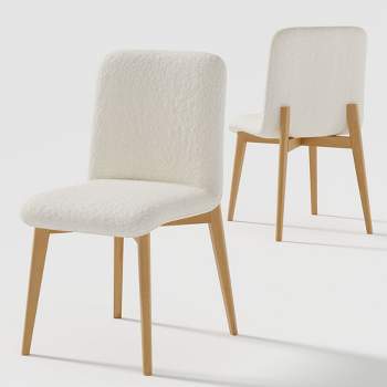 Neutypechic Wooden Dining Chair Side Chair White Upholstered Dining Chairs Set of 2