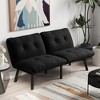 2-Seater Velvet Convertible Sofa Bed with Folding Design and Adjustable Backrest - 3 of 4