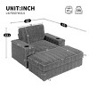 42" Chaise Lounge Sofa Bed with Storage Ottoman, Faux Rabbit Fur Sleeper Chair with Cup Holders for Living Room Bedroom-3irtyhousy - 4 of 4