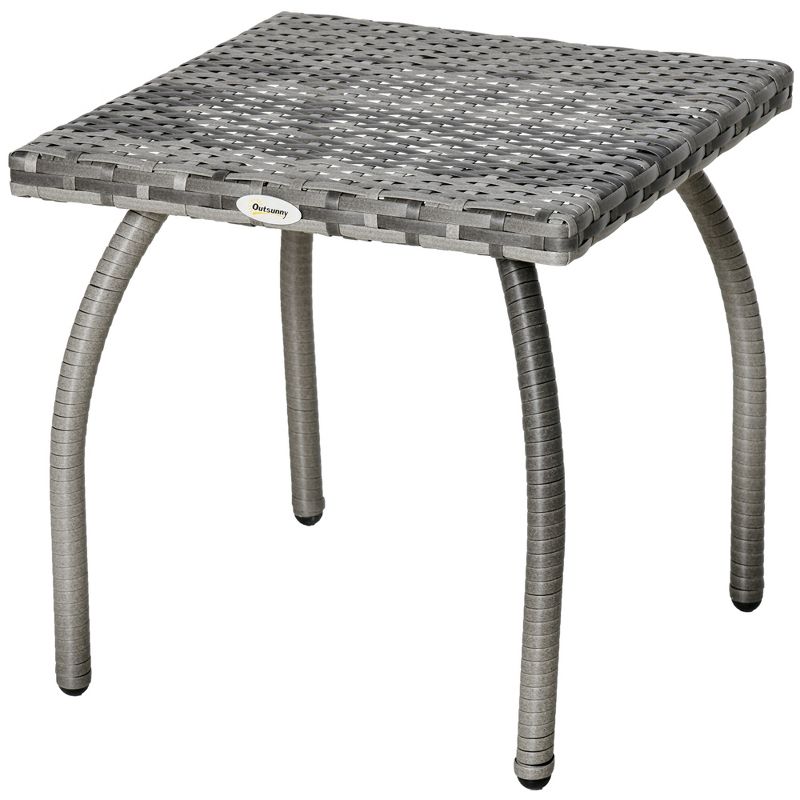 Outsunny Rattan Wicker Side Table, End Table with All-Weather Material for Outdoor, Garden, Balcony, or Backyard, 4 of 7